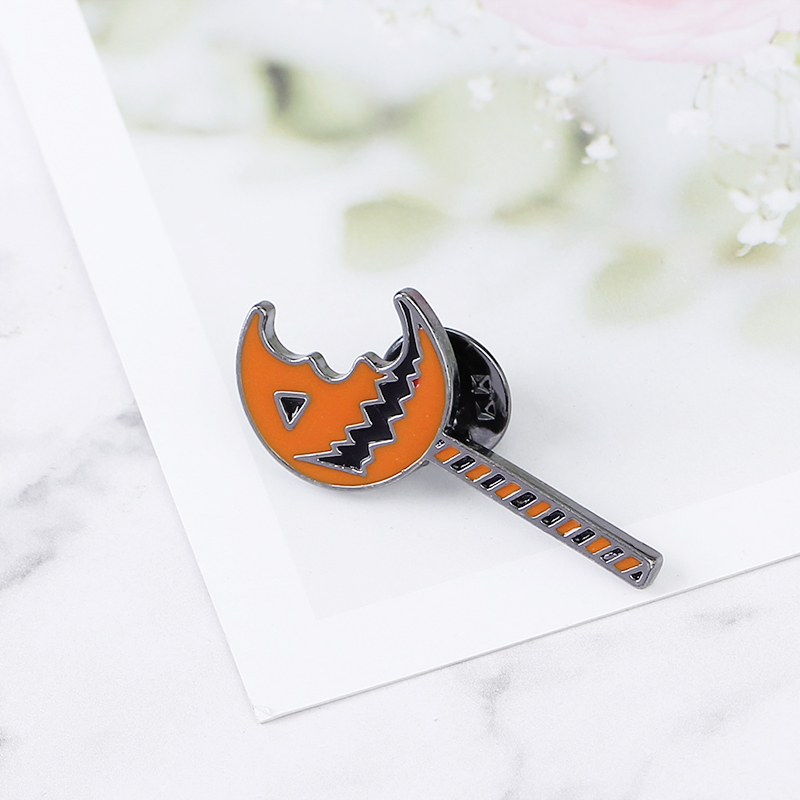 Jack O Lantern pins and broches orange enamel pumpkin monster brooch pumpkin lantern lapel pin badge funny Halloween gift kids