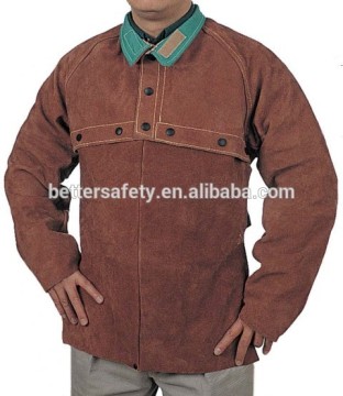 Brown Split Cowhide Leather Welding Cape Sleeves With Detachable Split Cowhide Leather Apron