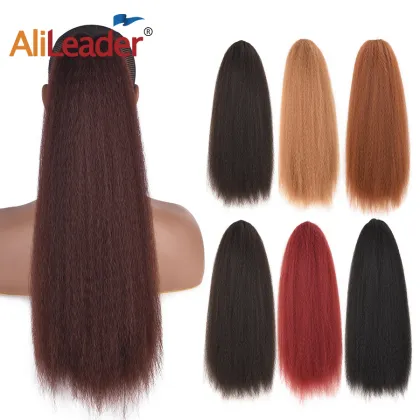 Alileader 7Color Drawstring Ponytail 22Inch Kinkly Synthetic Drawstring Ponytails Extension Soft Natural Heat-Resisting Ponytail
