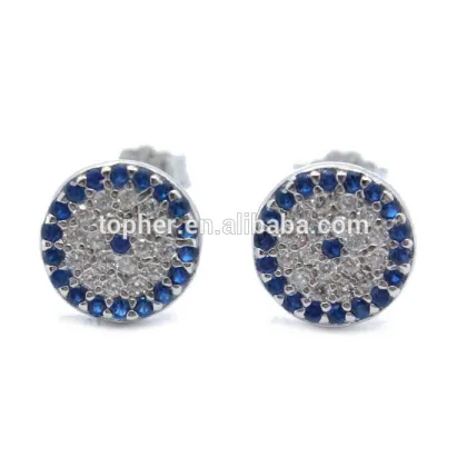 Standard 925 sterling silver round pave zircon stud earring