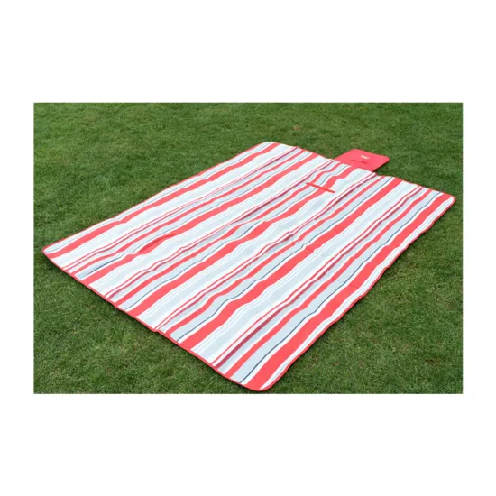 Hot Selling 100%Polyester Flannelette Customized LOGO Camping Blanket With Portable Belt For The Picnic