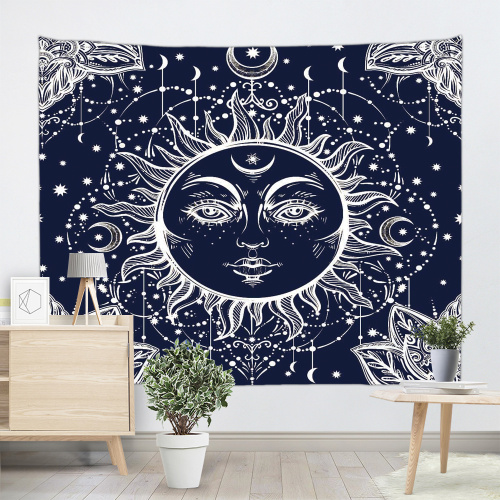 Sun Face Tapestry Wall Hanging Bohemian Boho Indian Hippie Mandala Wall Tapestry Psychedelic Mystic for Livingroom Bedroom Dorm