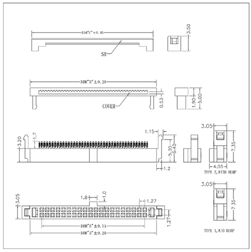 FCAI01 1.27mm IDC Socket With Bump