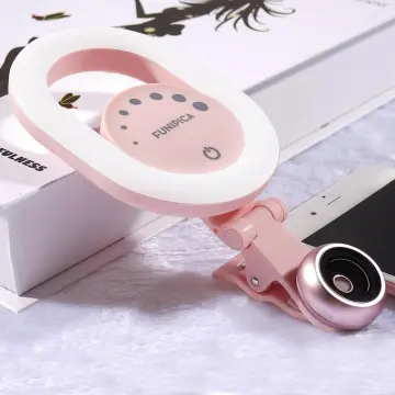 Clip-On Selfie LED Ring Flash Light for Phone Camera Lens with Ring Light