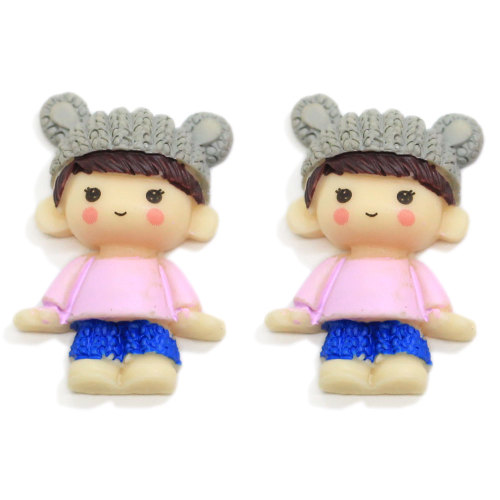 Multi Design Pretty Boys Girls Resina Perline Cabochon Simulazione Bambini Figurine Ciondolo Gioielli Creazione di parti Portachiavi Fai da te Deco