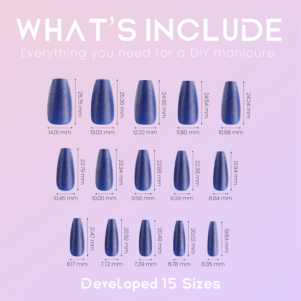 Matte blue fake nails