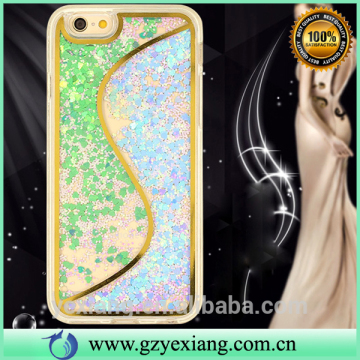 Best selling products s shape quicksand double color phone case for iphone 4 cover case