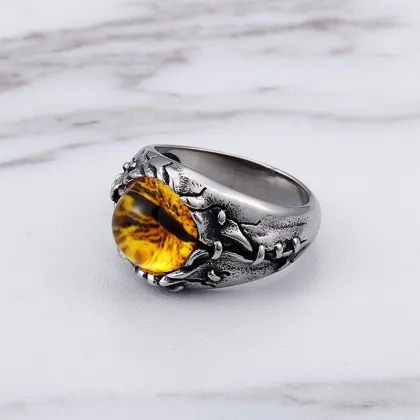 Stainless Steel Mens Dragon Eye Ring Jewelry