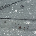 Tessuto in tulle di poliestere 100% stampato con lamina d'argento