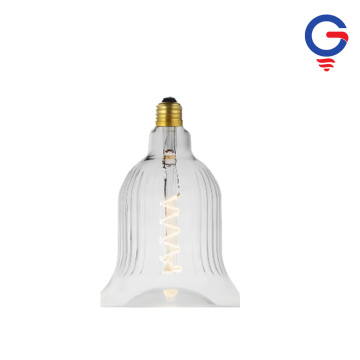 Clear Bell-Shaped Ribbed Glass LED Bulb