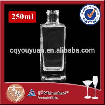 empty liquor packaging square 250ml glass bottle
