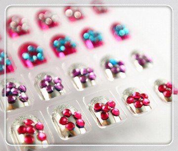 2015 hot sale eco friendly kids 3D matellic gold powder Platingart fake Nails set
