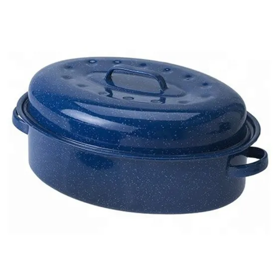 Wholesale Popular Carbon Steel Oval Ceramic Coated Nonstick Roaster Pan