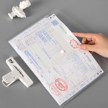 Transparent Thickened A6 Snap File Bag for Invoice Storage