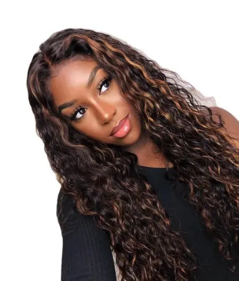 Amazon supplier Long Afro Kinky Curly Wigs Brown Middle Part Wig Synthetic Heat Resistant Fiber Full Hair Wigs for Black Women