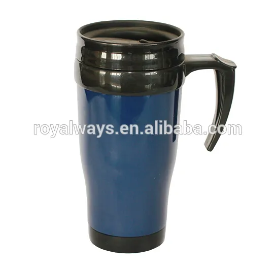 insulated double wall plastic travel mug with handle