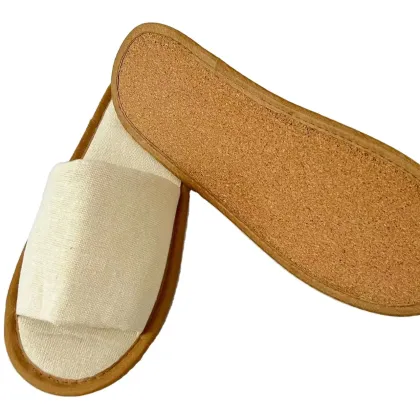 Buy Hotel Slippers with Cork Wood Sole and Canvas Disposable Slip-ons