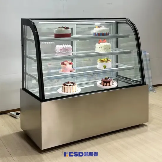 OEM Commercial Refrigerator Curved Glass Door Cake Display Chiller Cake Showcase