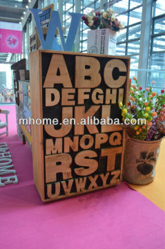 Vintage small wood alphabet drawer cabinet storage