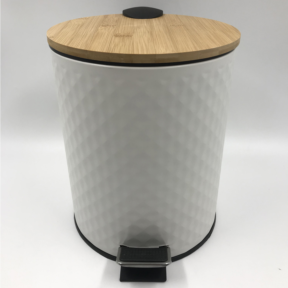 Bamboo Lid Pedal Trash Can