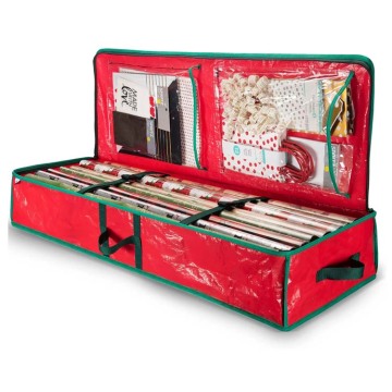 600D Christmas Wrapping Paper Roll Storage Bag - Gift Wrap Organizer Box