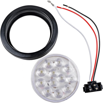 4 Inch Round 12 LED Semi Truck Tail Lights - Waterproof Brake Stop Turn Marker with Back-up Reverse Lamp