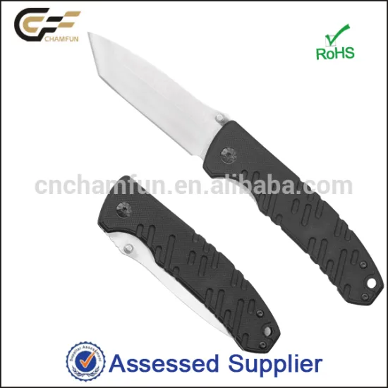 One Hand Open G10 Handle Folding Tactical Knife with Tanto Point