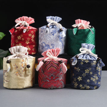 Retro -Baumwoll -Wäsche -Reise -Tee -Set -Tasche mit tragbarer Stoffteekanne und Tasse