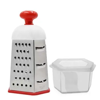 10 Inch Stainless Steel 6 Sided Grater with Container - Multi Purpose Ginger Vegetable Slicer