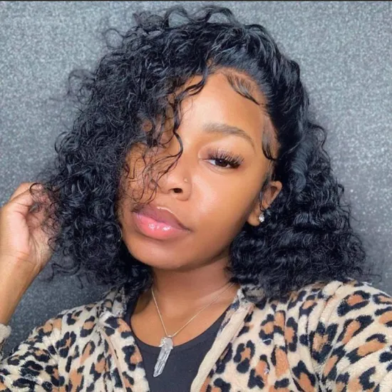 WKSwigs Raw Brazilian Virgin Hair Bob Wig 13*4 Frontal Swiss Lace Wig Deep Wave Curly Virgin Cuticle Aligned Brazilian Hair Bob