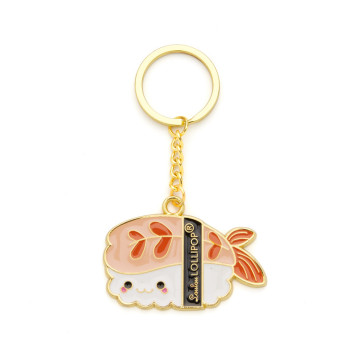 Custom niedliche goldene Cartoon Sashimi Sushi -Form Kinder Zinklegierung Doll Schlüsselkette