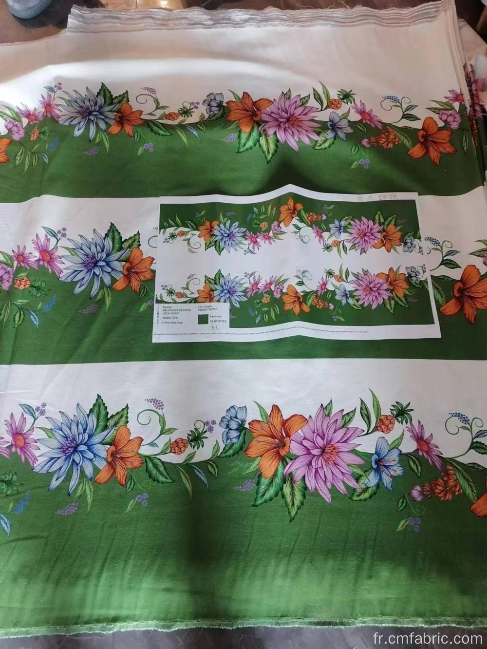 Tissu imprimé numérique à tissage lin en rayon de lin