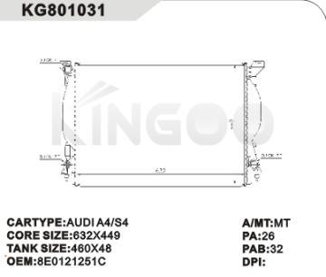 car radiator for AUDI A4/S4oem:8E0121251C