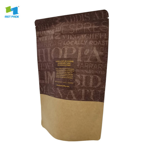 Saco de café em pé de papel kraft reciclado