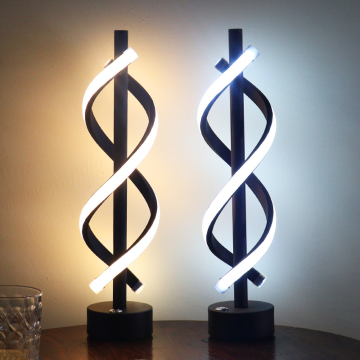 Modern Wireless LED Desk Lamp - Black Spiral Atmosphere Light for Home, Cafe, Bar, KTV