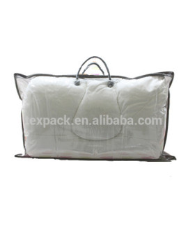 Heat Seal and Zipper closure Sealing & Handle PVC clear plastic pillow bag