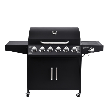 Black Durable 6 Burner 70000Btu Outdoors Cooking Barbeque Grill Outdoor Gas Smoker Bbq Grill With Side Burner