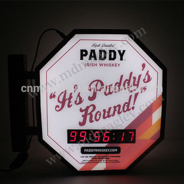 new metal led liquor bottle glorifier display stand with timer, metal illuminated wine display stands with clock