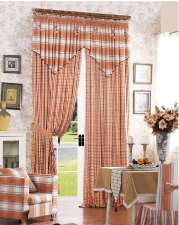 Check Pattern Linen&Cotton Fabric Curtain Blackout Curtains Factory