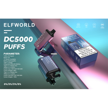 Original ELF World DC5000Puffs engångsvape POD -enhet