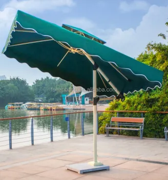 Customized Large Windproof Outdoor Patio Garden Beach Umbrella with Bali Tilt Mechanism and Marble Base (Green, Red, Beige, Round/Square)