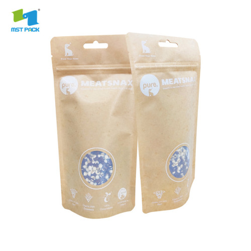 Custom printed kraft paper food pouches packaging with window