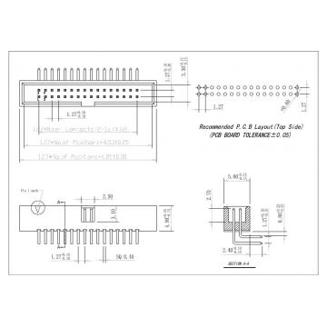 1,27 mm Dual Row -höljet Boxhuvud 90 ° H = 4,90