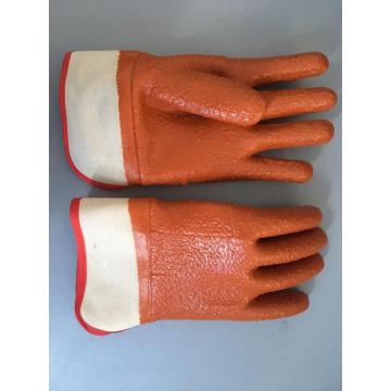 Brown PVC sandy finish gloves safety cuff