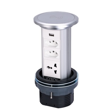 Draadloos oplaadpop -up socket met Braziliaanse plug, universele compatibiliteit en USB -poorten voor mobiele apparaten - desktopadapter