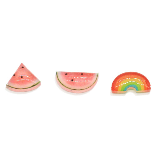 Mini cabochon in resina con melone d&#39;acqua rosa Mini cabochon arcobaleno per accessorio di melma per nail art alla moda
