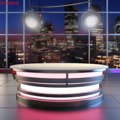 LED Light Studio Desk for TV News Broadcast Reception Counter
