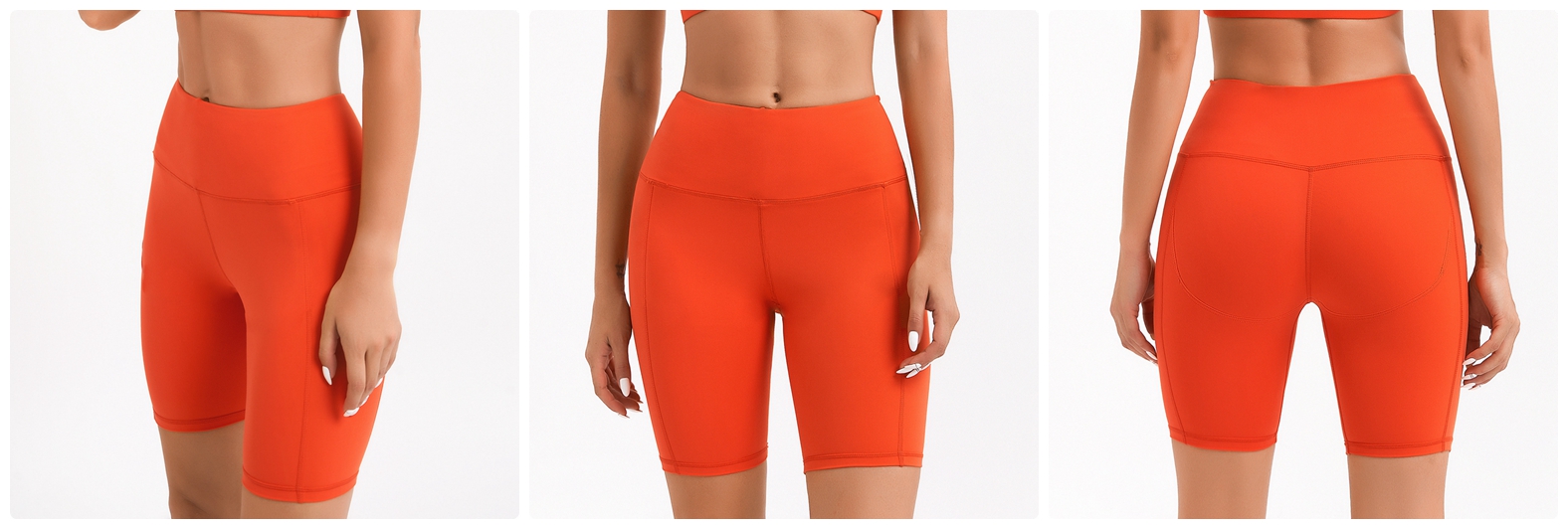 orange yoga shorts