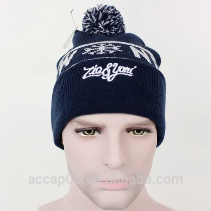 sports team beanie hat with ball/sports team beanie/knit pom beanie
