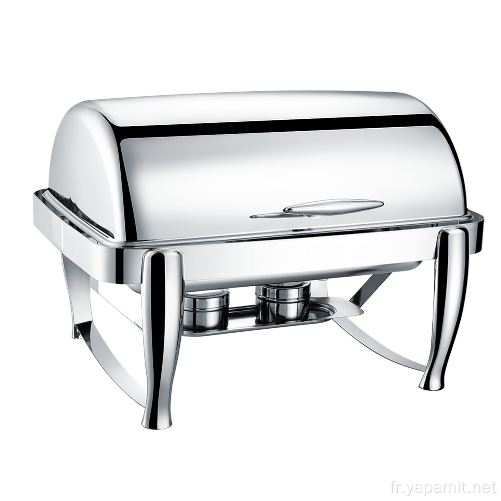 Chafing Dish à dessus en rouleau oblong Stee en acier inoxydable